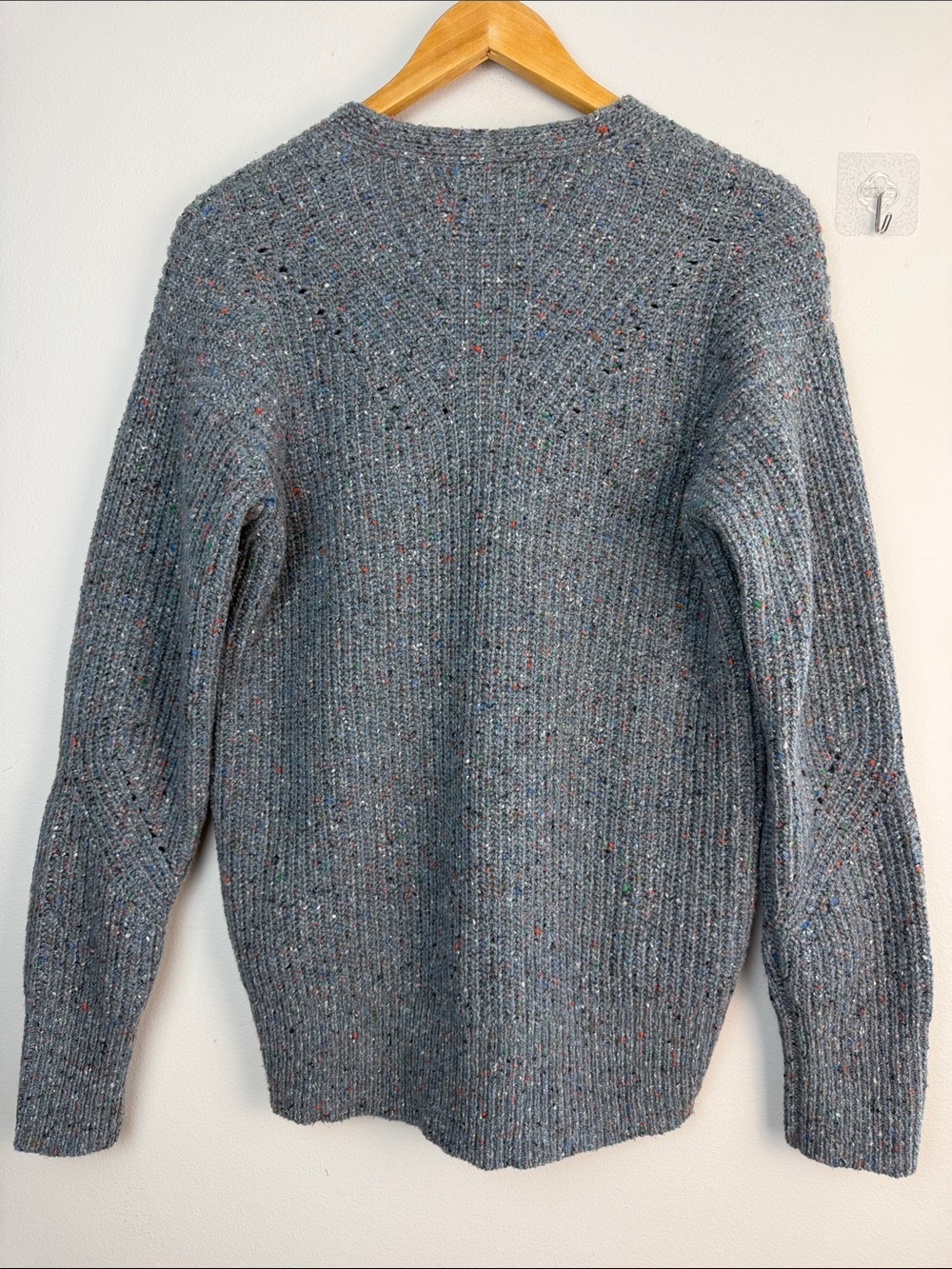 Rag & Bone Eco Donegal V-Neck Blue Sweater XS Relaxed Fit Recycled Wool Blend - Picture 14 of 16